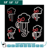 Chef Hat Alphabet Embroidery Pack – Playful Cooking-Themed Monogram Letters with Whisk & Bow - FineryEmbroidery